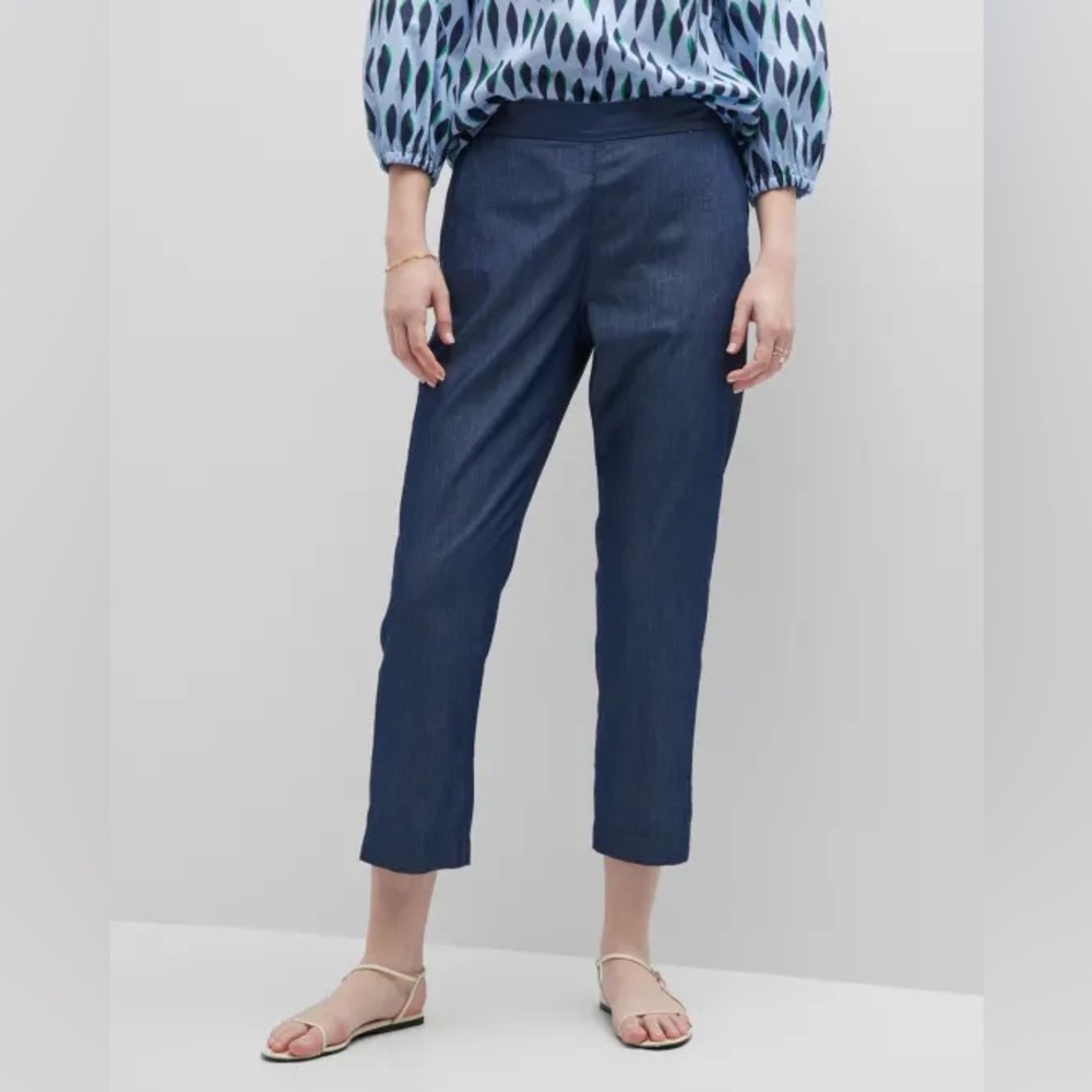 Piazza Sempione Hilary Cropped Denim Chambray Trousers